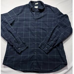 J. Crew Slim Fit Flannel Shirt - Navy/Green Windowpane - Size Large